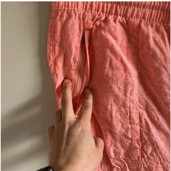 Athleta Retreat wide leg linen pants in sunset glow size 14 petite - Picture 5 of 9